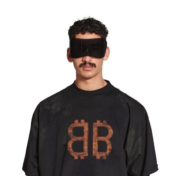 Balenciaga Crypto T-Shirt Oversized Black Faded vintage jersey Mens Size 2 Med - Picture 6 of 8